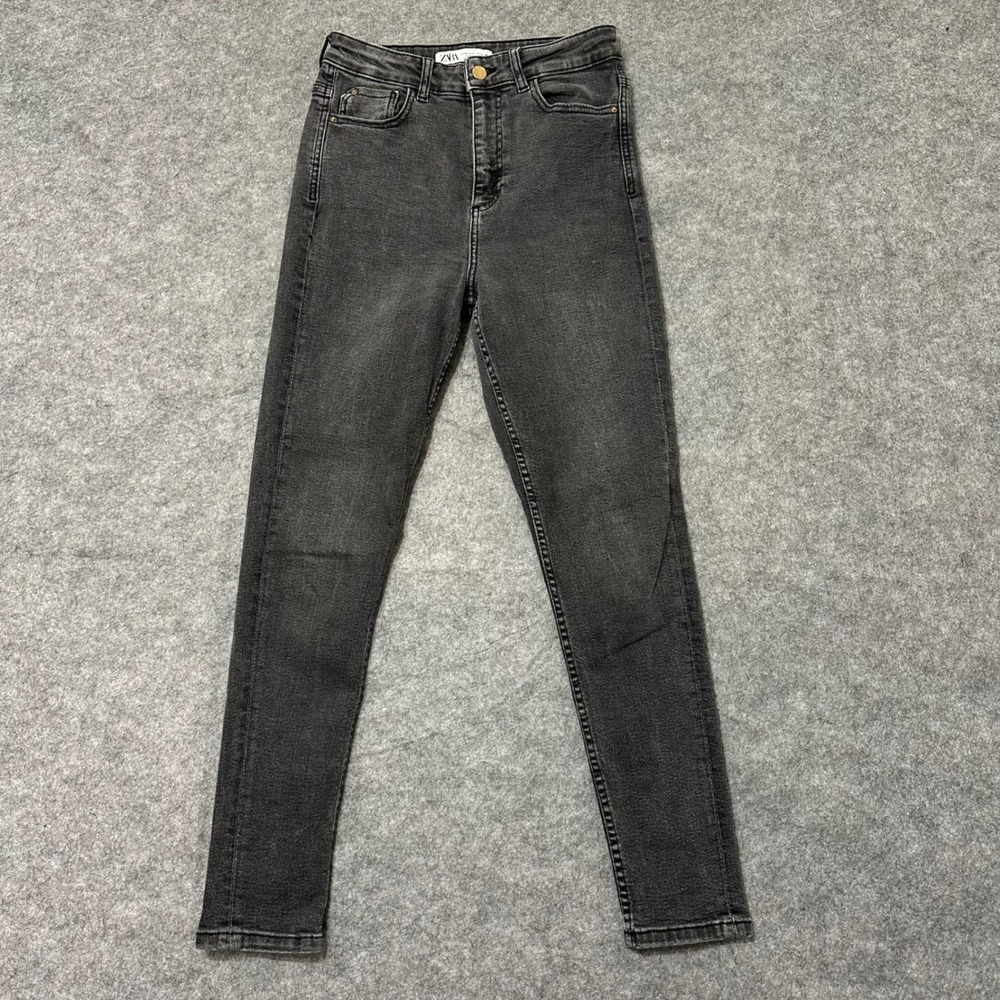 Zara Skinny Jeans Women Size 6 Grey Denim High Rise Stretch Casual Basics